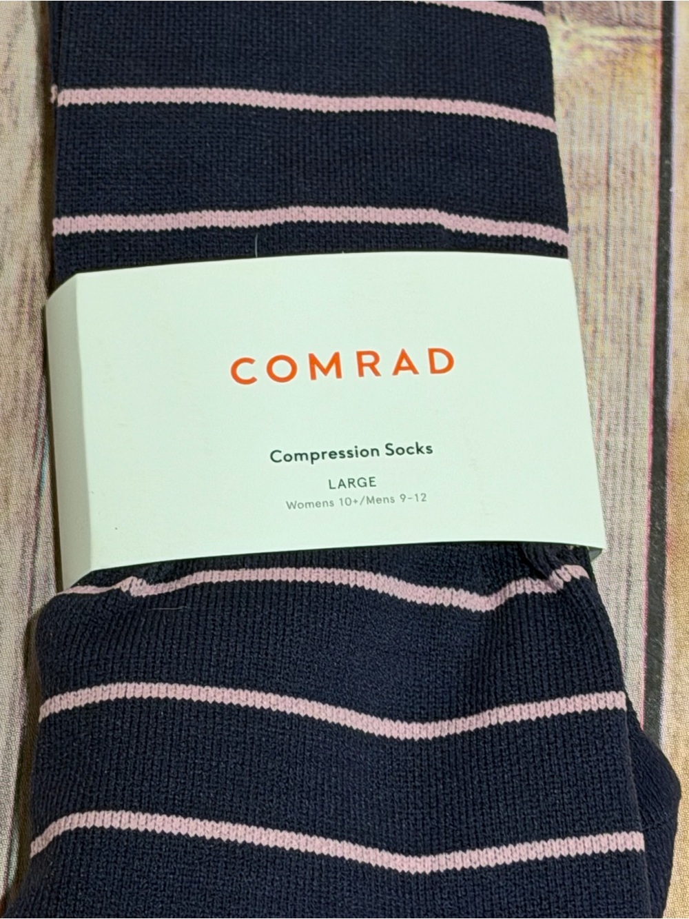 ✨NWT✨ COMRAD Compression Socks Navy & Pink Striped - Large
